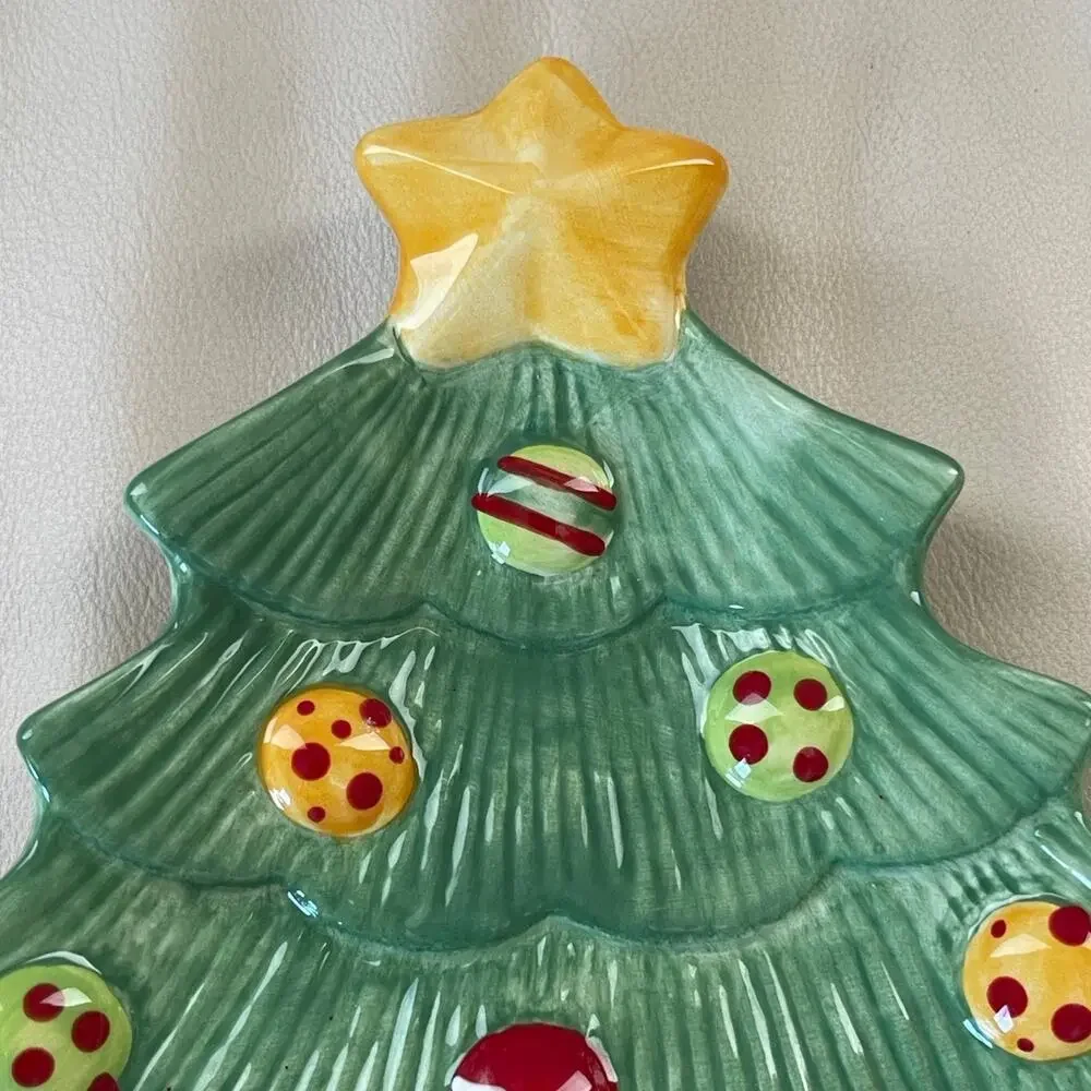 Fitz And Floyd Snowflake & Jake Snack Plate Christmas Tree Holiday Platter